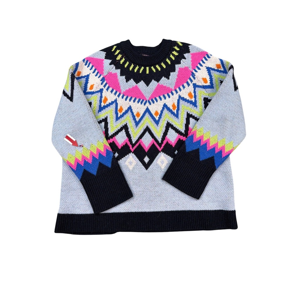 Kate Spade Blue Fair Isle Wool Alpaca Blend Crew Neck Sweater Size M - Picture 2 of 6